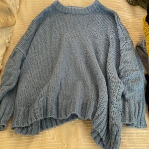 American Eagle Oversized Powder Blue Wool Blend Sweater